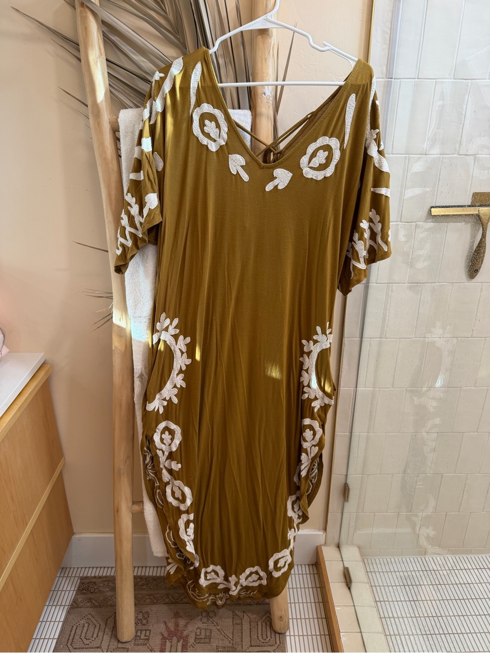 Free People Oversized shirt Maxi Dress Embroidered flowers